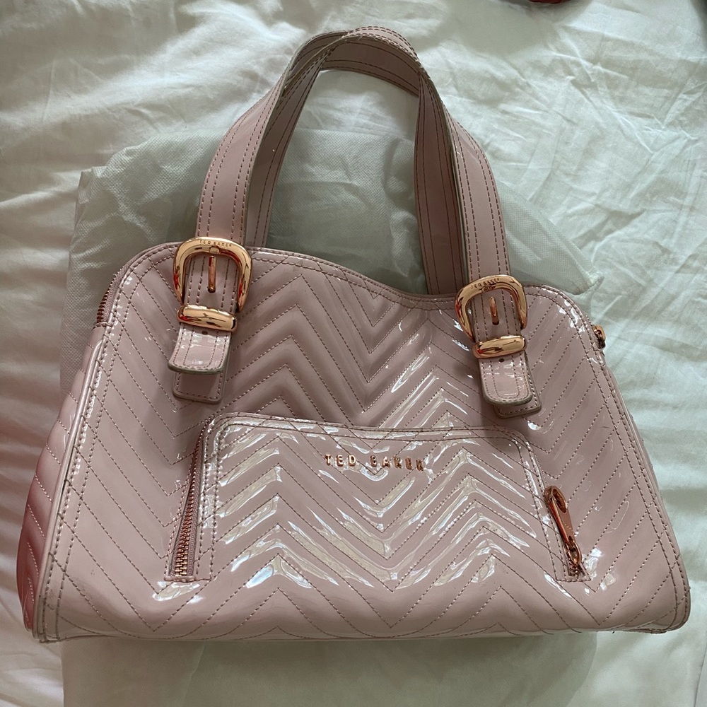 Ted Baker Pink Paten Chevron Handbag